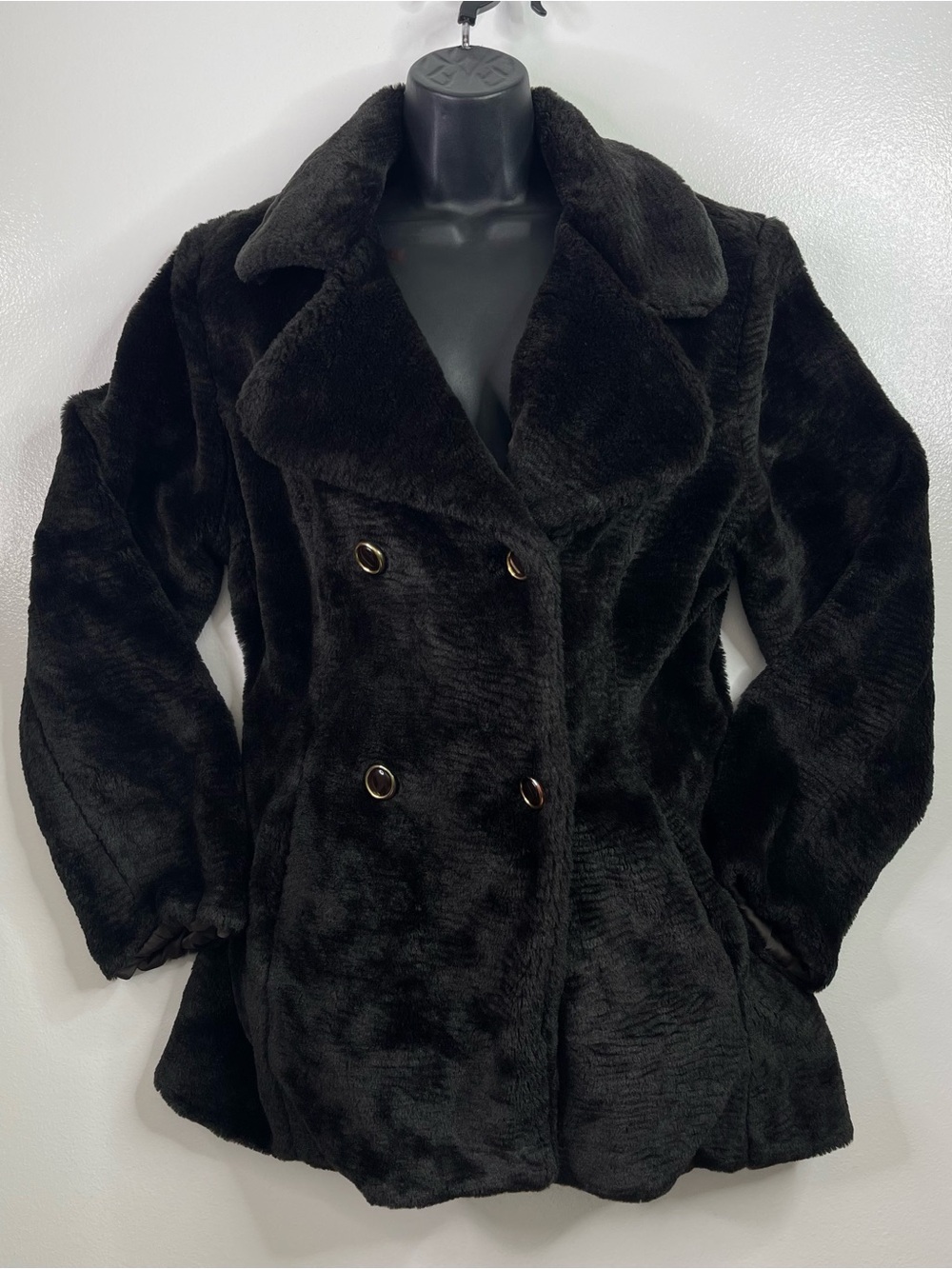 Rampage Out To Wear Vintage Faux Fur Double Breasted Peacoat Jacket Size L